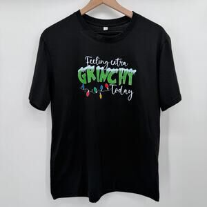 Feeling Extra Grinchy Today Christmas Graphic Tee Black Adult M Shirt NWOT